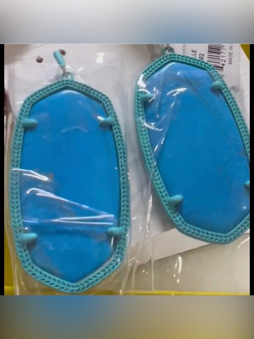 NWT Kendra Scott Danielle Earrings Aqua Howlite & Matte Blue Very Rare & Retired